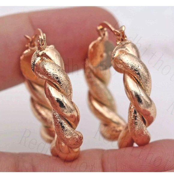 Gold Filled Earrings Twisted Hemp RopeDelicacy - Picture 4 of 4